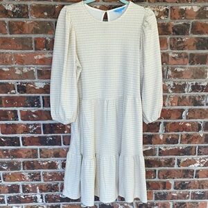 Draper James Cream Textured Long Sleeve Dress
